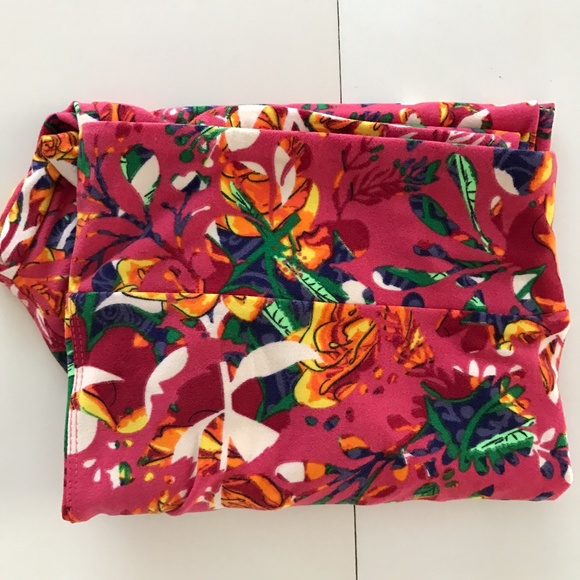 SOLD - NEW LuLaRoe TC Pink, Orange Floral Leggings - Picture 4 of 5